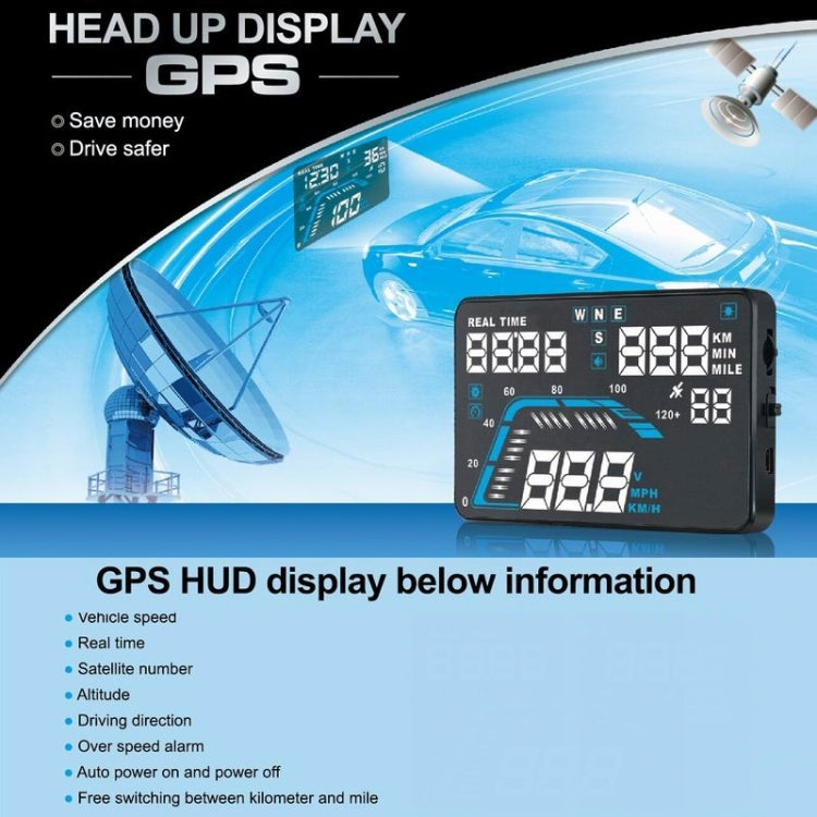 Q7 5.5 inch Car GPS HUD Vehicle-mounted Head Up Display Security System, Support Speed & Real Time & Altitude & Over Speed Alarm & Satellite Number, etc. - Head Up Display System by buy2fix | Online Shopping UK | buy2fix