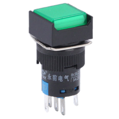 Car DIY Square Button Push Switch with Lock & LED Indicator, DC 24V(Green) - In Car by buy2fix | Online Shopping UK | buy2fix