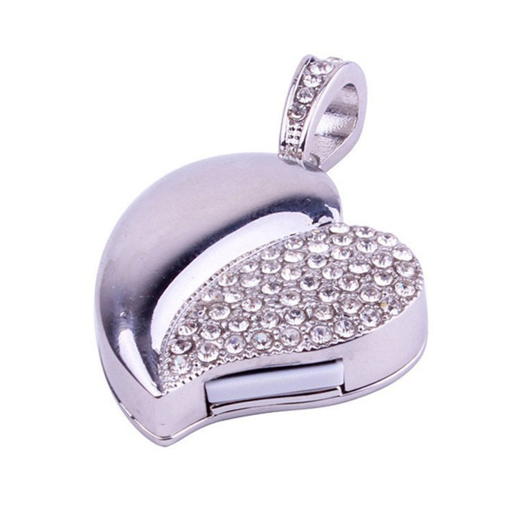 Silver Heart Shaped Diamond Jewelry USB Flash Disk, Special for Valentines Day Gifts (2GB) - USB Flash Drives by buy2fix | Online Shopping UK | buy2fix