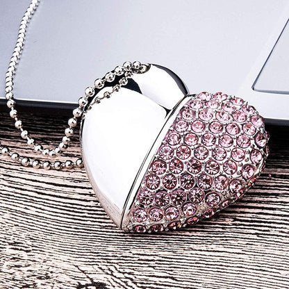 Heart Shaped Diamond Jewelry USB Flash Disk, Special for Valentines Day Gifts (4GB) - USB Flash Drives by buy2fix | Online Shopping UK | buy2fix