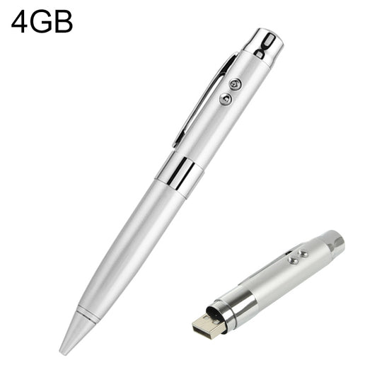 3 in 1 Laser Pen Style USB Flash Disk, Silver (4GB) - Computer & Networking by buy2fix | Online Shopping UK | buy2fix