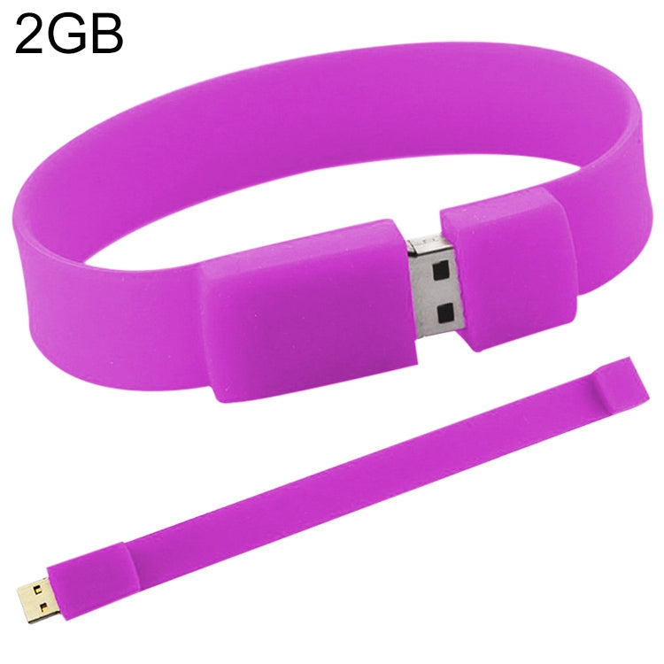 2GB Silicon Bracelets USB 2.0 Flash Disk(Purple) - USB Flash Drives by buy2fix | Online Shopping UK | buy2fix