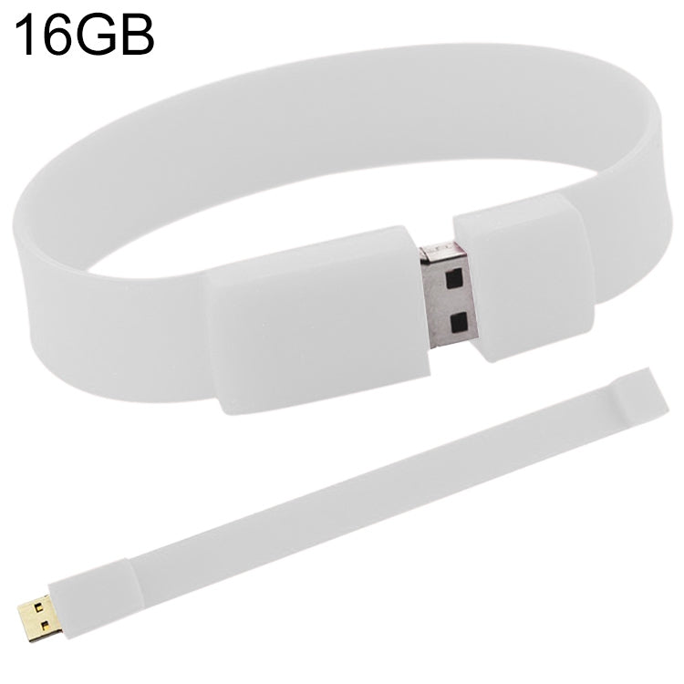 16GB Silicon Bracelets USB 2.0 Flash Disk(White) - USB Flash Drives by buy2fix | Online Shopping UK | buy2fix