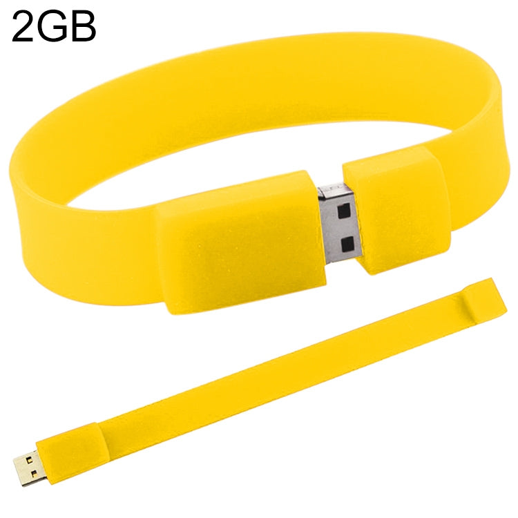 2GB Silicon Bracelets USB 2.0 Flash Disk(Yellow) - USB Flash Drives by buy2fix | Online Shopping UK | buy2fix