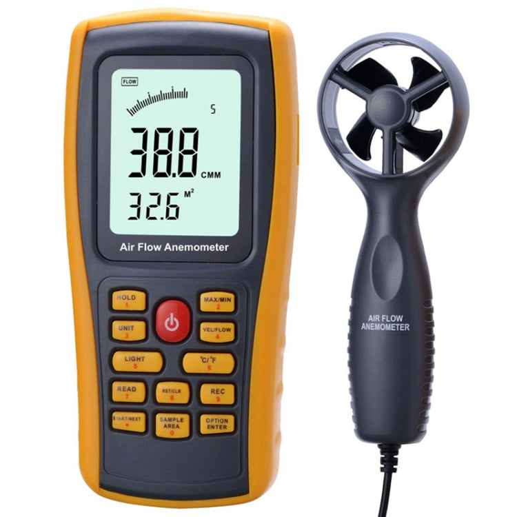 BENETECH GM8902 2.6 Inch LCD Screen Digital Wind Speed Meter Anemometer(Yellow) - Tachometers & Anemometer by BENETECH | Online Shopping UK | buy2fix