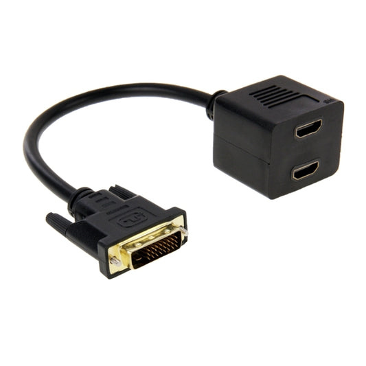 29.5cm DVI 24+1 Pin Male to 2 x HDMI Female Splitter Cable(Black) - Converter by buy2fix | Online Shopping UK | buy2fix