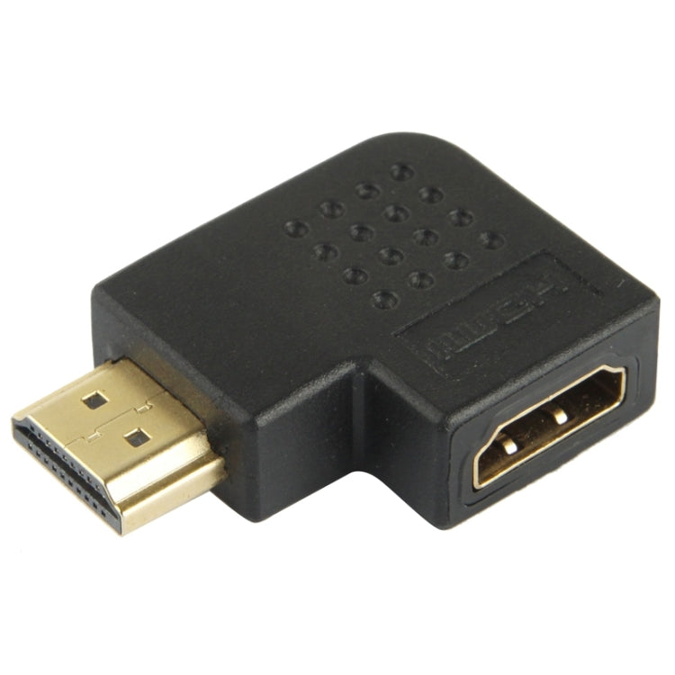 Gold Plated HDMI 19 Pin Male to HDMI 19 Pin Female Adapter with 90 Degree Angle(Black) - Adapter by buy2fix | Online Shopping UK | buy2fix