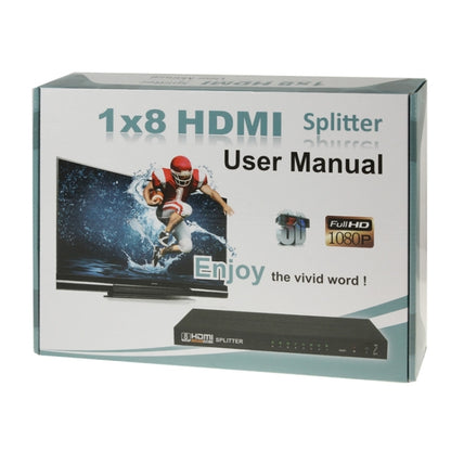 V1.4 Full HD 1080P 1 x 8 HDMI Amplifier Splitter, Support 3D(Black) - Splitter by buy2fix | Online Shopping UK | buy2fix