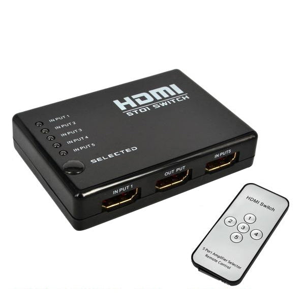 5 Ports 1080P HDMI Switch with Remote Controller, Support HDTV(Black) - Switch by buy2fix | Online Shopping UK | buy2fix