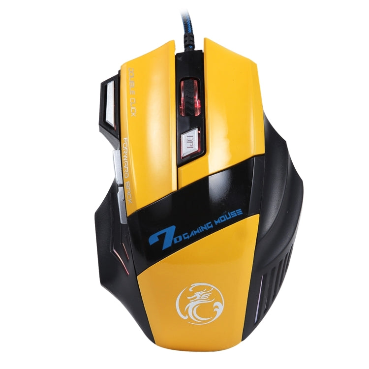 7 Buttons with Scroll Wheel 5000 DPI LED Wired Optical Gaming Mouse for Computer PC Laptop(Yellow) - Wired Mice by buy2fix | Online Shopping UK | buy2fix