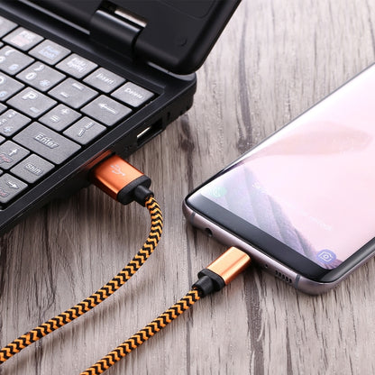 1m Woven Style USB-C / Type-C 3.1 to USB 2.0 Data Sync Charge Cable(Orange) - USB-C & Type-C Cable by buy2fix | Online Shopping UK | buy2fix