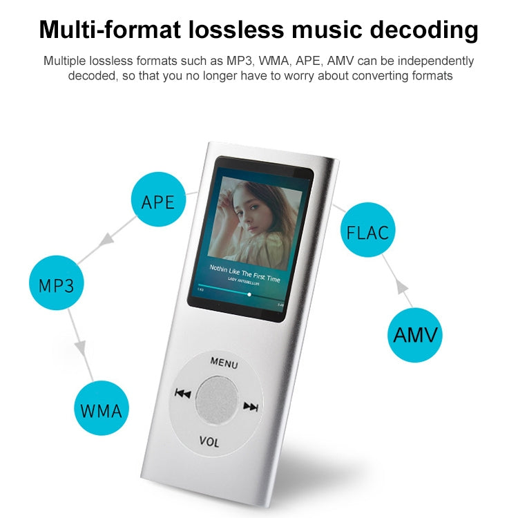 1.8 inch TFT Screen Metal MP4 Player with TF Card Slot, Support Recorder, FM Radio, E-Book and Calendar(Silver) - Consumer Electronics by buy2fix | Online Shopping UK | buy2fix