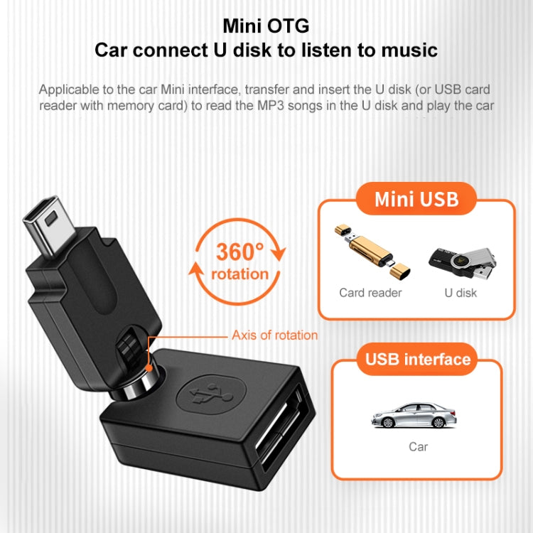 High Quality USB 2.0 AF to OTG Mini USB Adapter, Support 360 Degree Rotation - USB Adapter by buy2fix | Online Shopping UK | buy2fix