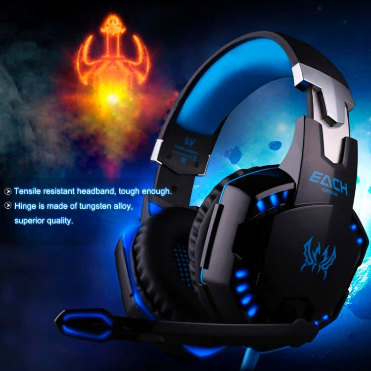 EACH G2000 Over-ear Stereo Bass Gaming Headset with Mic & LED Light for Computer, Cable Length: 2.2m(Orange) - Multimedia Headset by KOTION EACH | Online Shopping UK | buy2fix