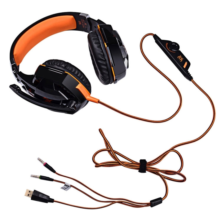 EACH G2000 Over-ear Stereo Bass Gaming Headset with Mic & LED Light for Computer, Cable Length: 2.2m(Orange) - Multimedia Headset by KOTION EACH | Online Shopping UK | buy2fix