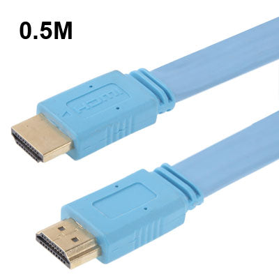 1.4 Version Gold Plated HDMI to HDMI 19Pin Flat Cable, Support Ethernet, 3D, 1080P, HD TV / Video / Audio etc, Length: 0.5m(Blue) -  by buy2fix | Online Shopping UK | buy2fix