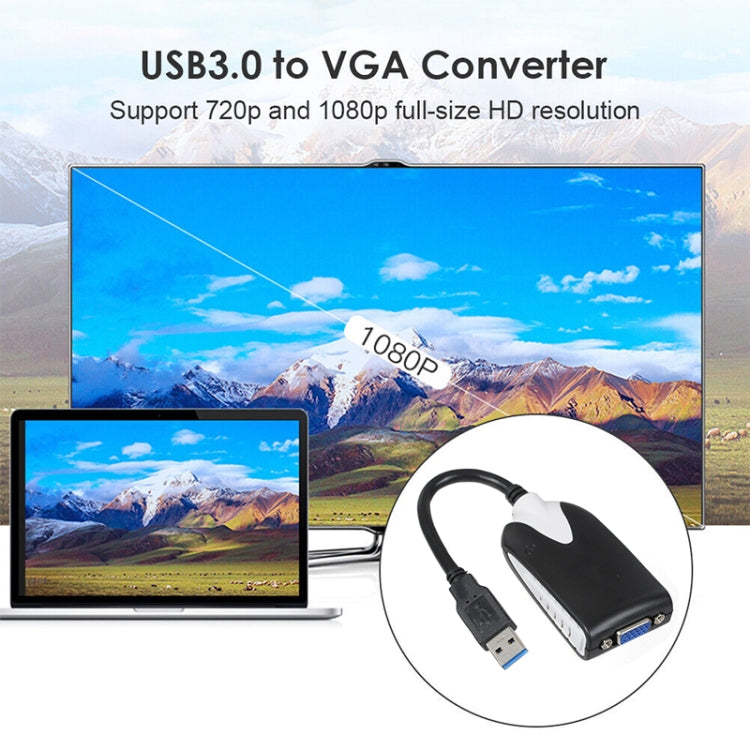 USB 3.0 to VGA Display Adapter, Resolution: 1920 x 1080(Black) - Cable by buy2fix | Online Shopping UK | buy2fix