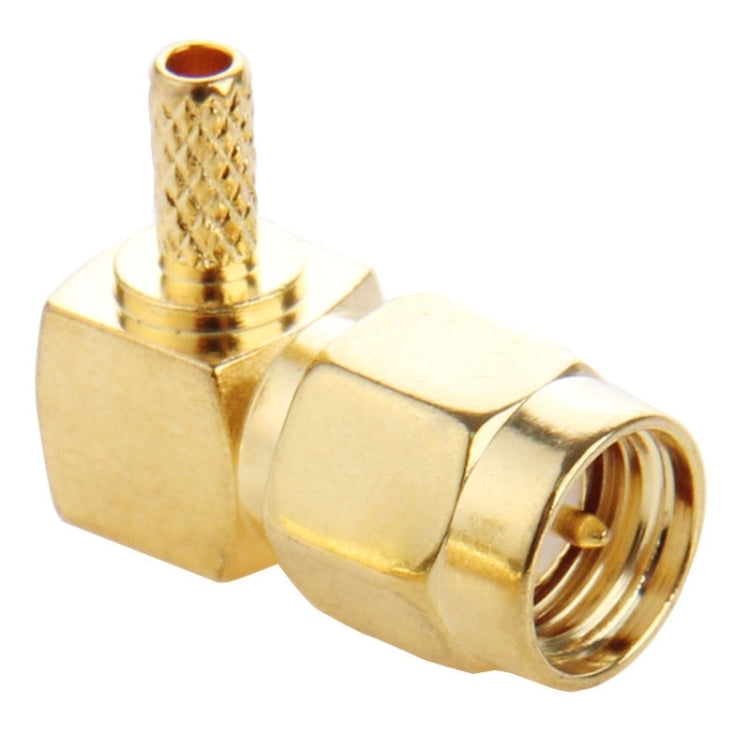 10 PCS Gold Plated Crimp SMA Male Plug 90 Degree Right Angle RF Connector Adapter for RG174 / RG316 / RG179 Cable - Connectors by buy2fix | Online Shopping UK | buy2fix