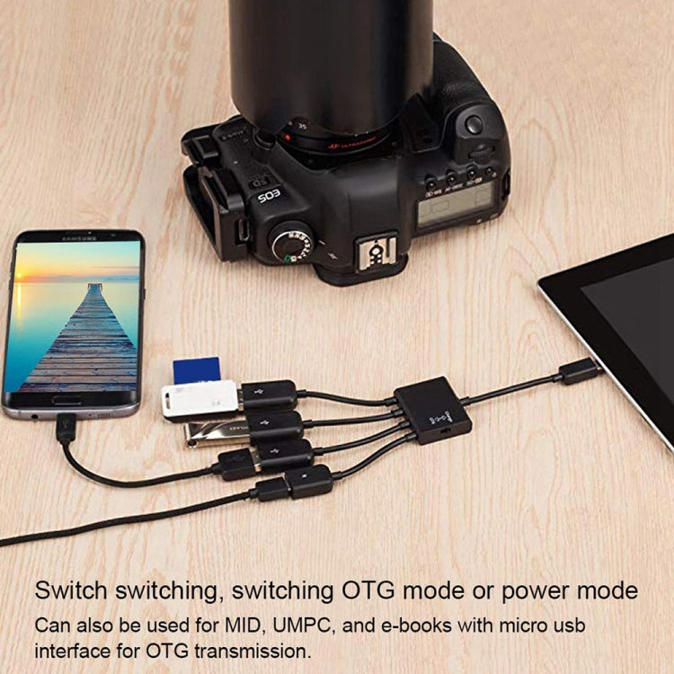 18cm 4 Ports Micro USB OTG Charge HUB Cable, For Samsung / Huawei / Xiaomi / Meizu / LG / HTC and Other Smartphones(Black) - OTG Adapter by buy2fix | Online Shopping UK | buy2fix