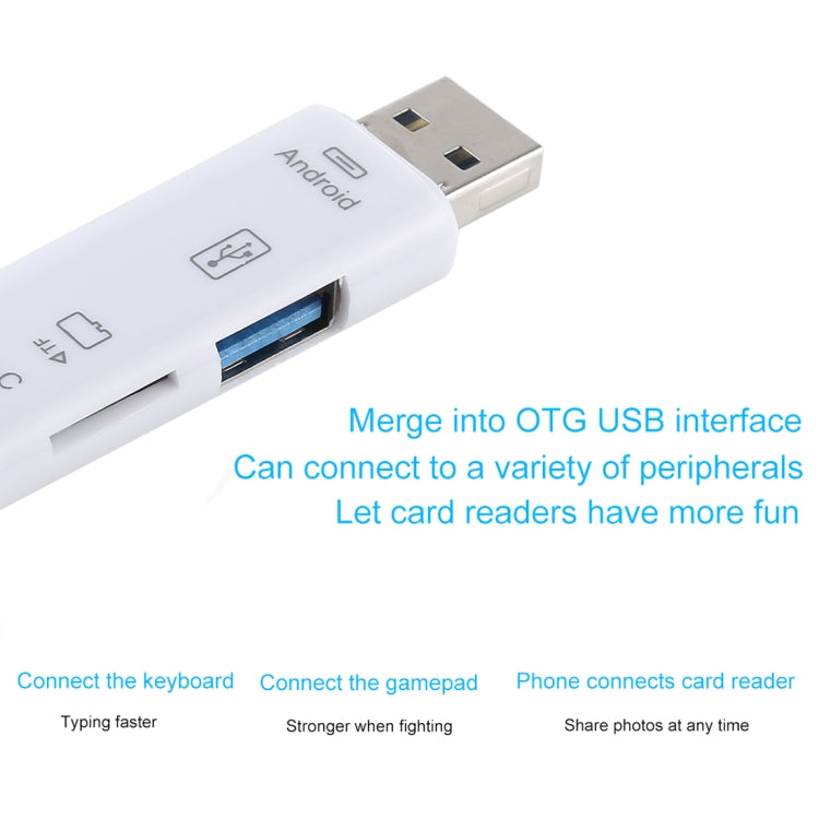 D-188 3 in 1 TF & USB to Micro USB & Type-C Card Reader OTG Adapter Connector(White) - OTG Adapter by buy2fix | Online Shopping UK | buy2fix