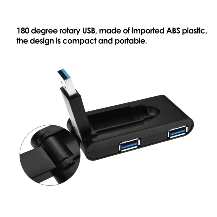 180 Degree Rotating USB 3.0 USB Hub Folding USB 4 Ports Splitter(Black) - USB 3.0 HUB by buy2fix | Online Shopping UK | buy2fix