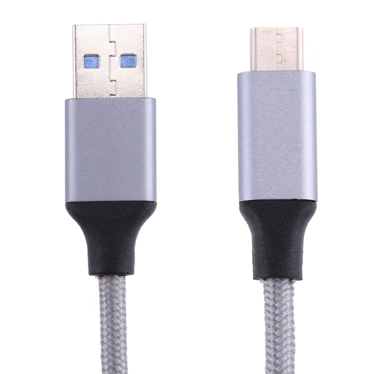 1m Wires Woven Metal Head USB-C / Type-C 3.1 to USB 3.0 Data / Charger Cable(Grey) - USB-C & Type-C Cable by buy2fix | Online Shopping UK | buy2fix