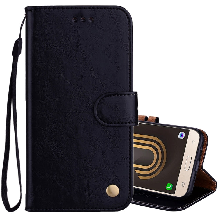 For Samsung Galaxy J5 (2017) / J530 (EU Version) Business Style Oil Wax Texture Horizontal Flip Leather Case with Holder & Card Slots & Wallet(Black) - Galaxy Phone Cases by buy2fix | Online Shopping UK | buy2fix