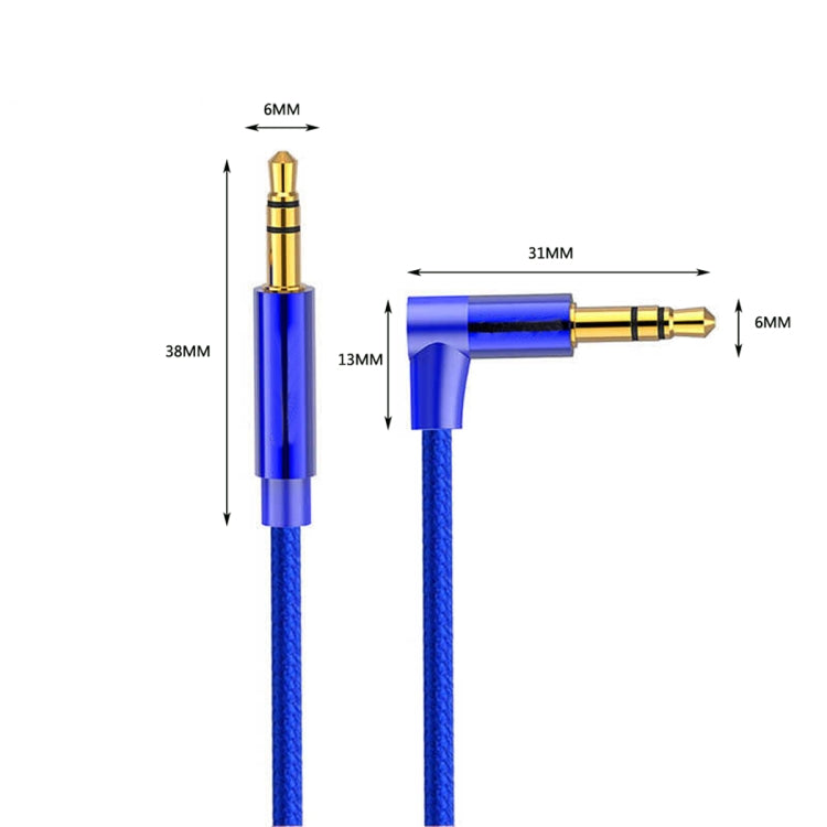 AV01 3.5mm Male to Male Elbow Audio Cable, Length: 50cm(Blue) - Aux Cable by buy2fix | Online Shopping UK | buy2fix