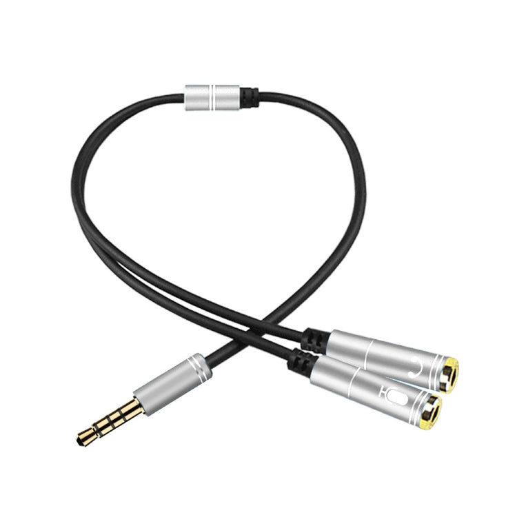 2 in 1 3.5mm Male to Double 3.5mm Female TPE High-elastic Audio Cable Splitter, Cable Length: 32cm(Silver) - Cable & Splitter by buy2fix | Online Shopping UK | buy2fix