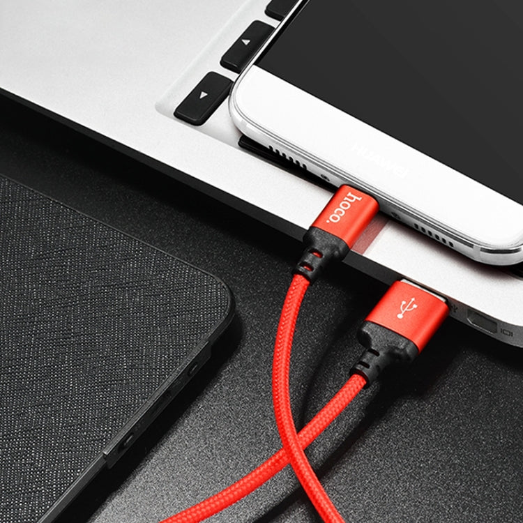 hoco X14 1m Nylon Braided Aluminium Alloy USB-C / Type-C to USB Data Sync Charging Cable(Red) - USB-C & Type-C Cable by hoco | Online Shopping UK | buy2fix