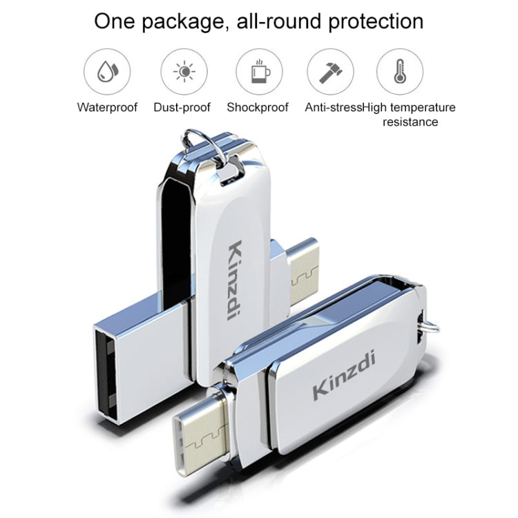 Kinzdi 16GB USB + Type-C Interface Metal Twister Flash Disk V8 (Rose Gold) - USB Flash Drives by Kinzdi | Online Shopping UK | buy2fix