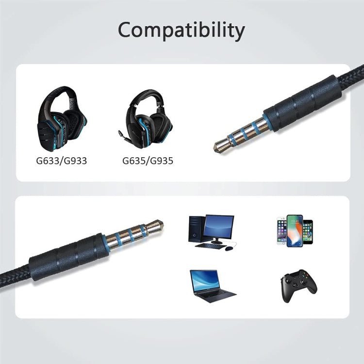 ZS0195 For Logitech G633 / G635 / G933 / G935 3.5mm Gaming Headset Audio Cable, Cable Length: 1.5m - Headset Accessories by buy2fix | Online Shopping UK | buy2fix