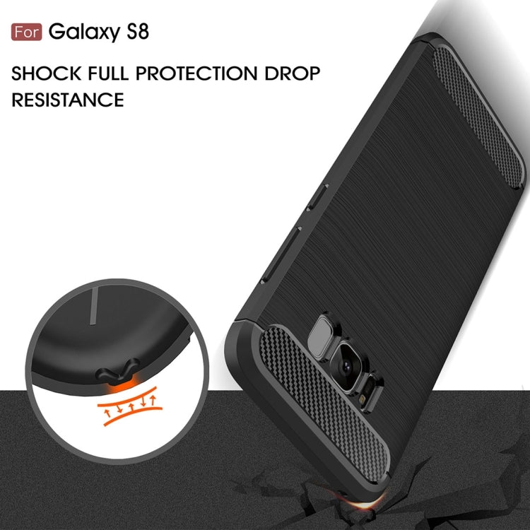 For Galaxy S8 Brushed Carbon Fiber Texture Shockproof TPU Protective Cover Case (Red) - Samsung Accessories by buy2fix | Online Shopping UK | buy2fix