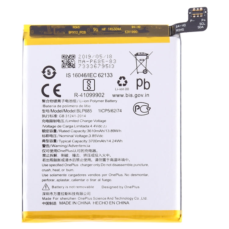 3610mAh BLP685 for OnePlus 6T Li-Polymer Battery - For OnePlus by buy2fix | Online Shopping UK | buy2fix