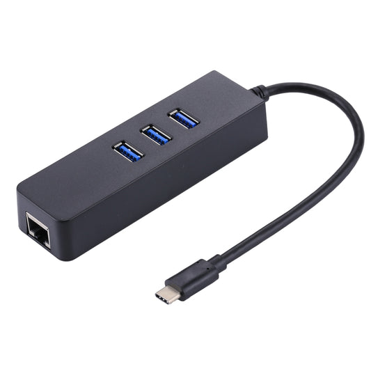 USB-C / Type-C to 3 USB 3.0 Ports HUB + RJ45 High Speed Gigabit Ethernet Adapter Multi-function LAN Adapter - Lan Cable and Tools by buy2fix | Online Shopping UK | buy2fix