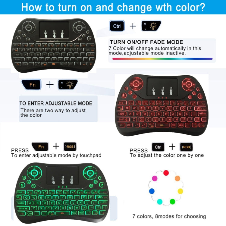 I8 Max 2.4GHz Mini Wireless Keyboard with Touchpad Rechargeable Fly Air Mouse Smart Game 7-color Backlit -  by buy2fix | Online Shopping UK | buy2fix