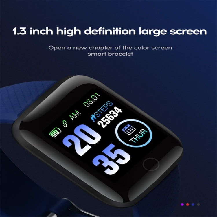 116plus 1.3 inch Color Screen Smart Bracelet IP67 Waterproof, Support Call Reminder/ Heart Rate Monitoring /Blood Pressure Monitoring/ Sleep Monitoring/Excessive Sitting Reminder/Blood Oxygen Monitoring(Purple) - Smart Wear by buy2fix | Online Shopping UK | buy2fix