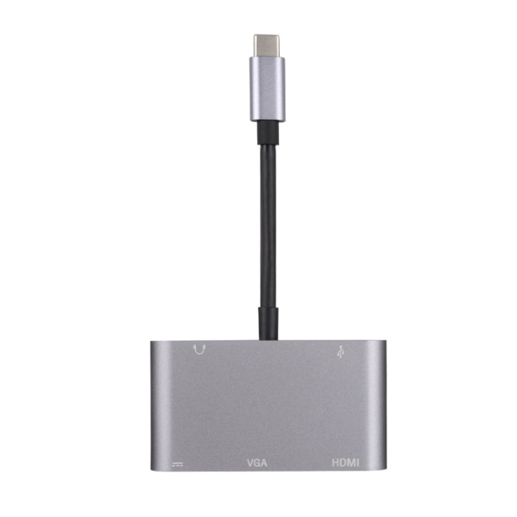 5 in 1 Type-C To HDMI + VGA + USB 3.0 + Audio Port + PD Port HUB Adapter(Grey) - Computer & Networking by buy2fix | Online Shopping UK | buy2fix