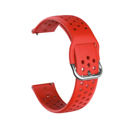 20mm For Huami Amazfit GTS / Samsung Galaxy Watch Active 2 / Huawei Watch GT2 42MM Inner Buckle Breathable Watch Band(Red) - Watch Bands by buy2fix | Online Shopping UK | buy2fix