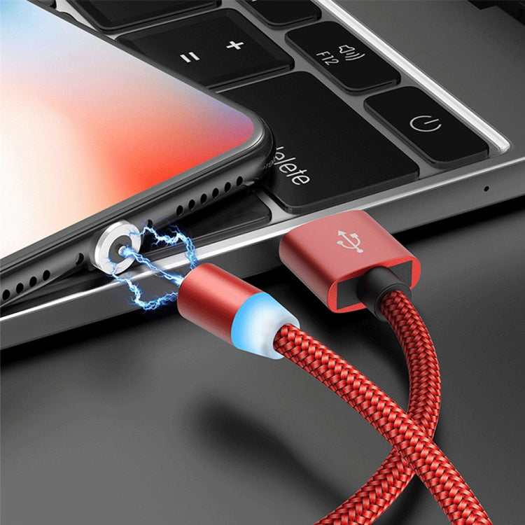 3 in 1 USB to 8 Pin + Type-C/USB-C + Micro USB Magnetic Metal Interface Nylon Braided Charging Cable, Length: 1m(Red) - Mobile Accessories by buy2fix | Online Shopping UK | buy2fix