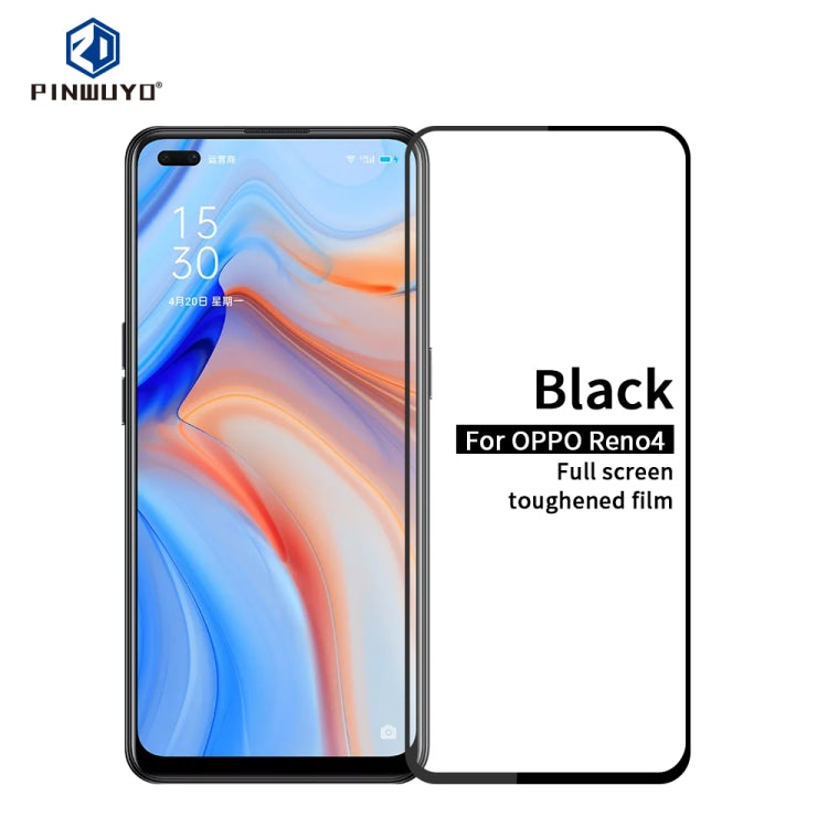 For Oppo Reno4 5G PINWUYO 9H 2.5D Full Screen Tempered Glass Film(Black) - OPPO Tempered Glass by PINWUYO | Online Shopping UK | buy2fix