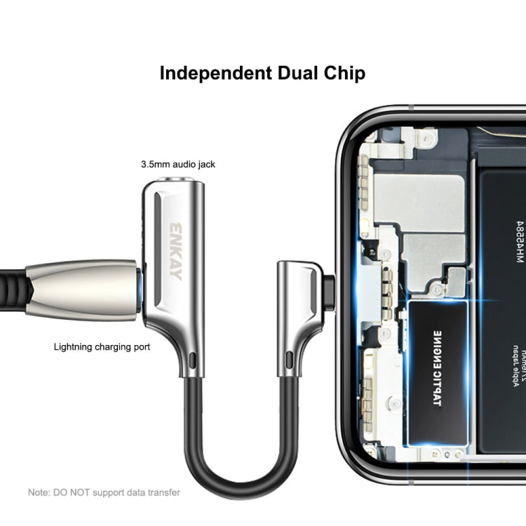 ENKAY ENK-AT103 8 Pin to 3.5mm Audio ＆ 8 Pin Charging Interfaces Converter Zinc Alloy Adapter(Silver) - Cable & Splitter by ENKAY | Online Shopping UK | buy2fix