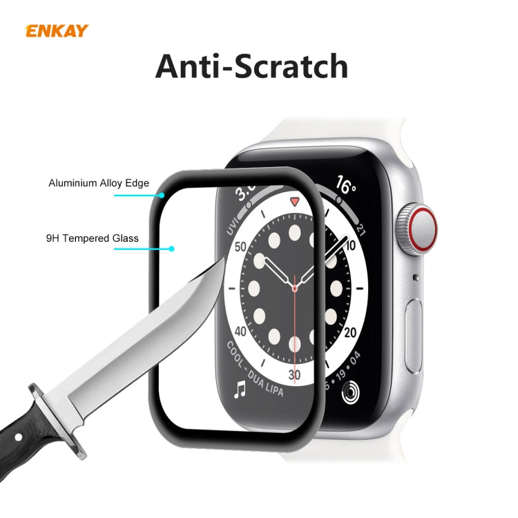 For Apple Watch 6/5/4/SE 44mm ENKAY Hat-Prince 0.2mm 9H Surface Hardness 3D Explosion-proof Aluminum Alloy Edge Full Screen Tempered Glass Screen Film - Watch Cases by ENKAY | Online Shopping UK | buy2fix