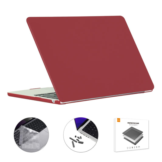 For MacBook Air 13.6 2022/2024 A2681 M2 / A3113 M3 EU Version ENKAY 3 in 1 Matte Laptop Case with TPU Keyboard Film / Anti-dust Plugs (Wine Red) - MacBook Air Cases by ENKAY | Online Shopping UK | buy2fix