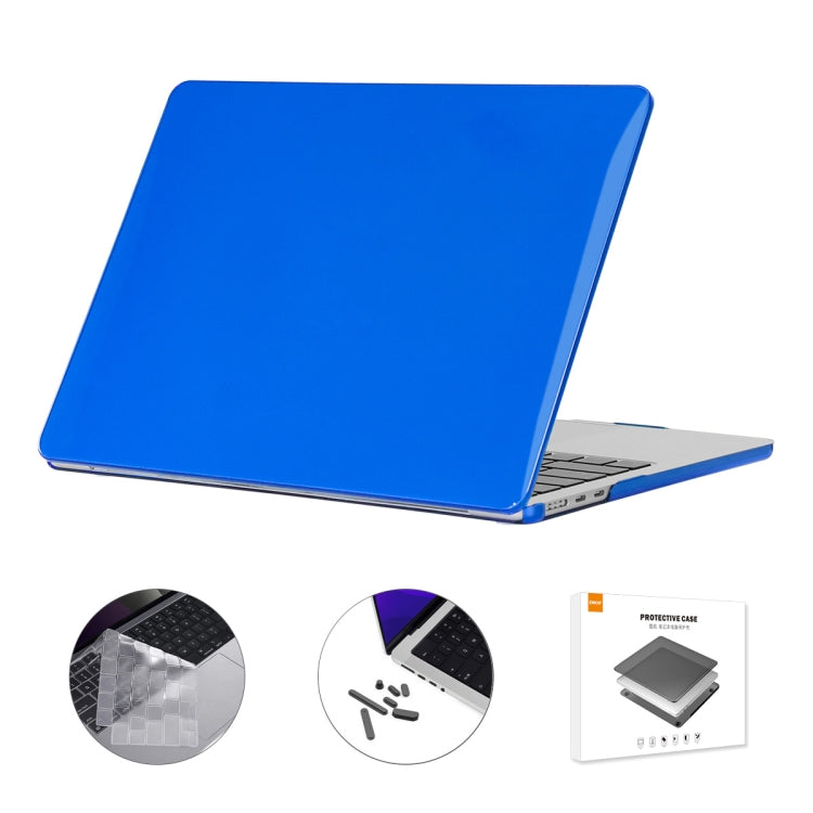 For MacBook Air 13.6 2022 A2681 EU Version ENKAY 3 in 1 Crystal Laptop Case with TPU Keyboard Film / Anti-dust Plugs (Dark Blue) - MacBook Air Cases by ENKAY | Online Shopping UK | buy2fix