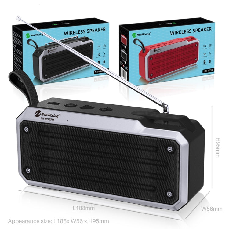 NewRixing NR4018FM TWS Portable Stereo Bluetooth Speaker, Support TF Card / FM / 3.5mm AUX / U Disk / Hands-free Call(Red) - Mini Speaker by New Rixing | Online Shopping UK | buy2fix