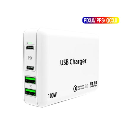 PD 65W Dual USB-C / Type-C + Dual USB 4-port Charger with Power Cable for Apple / Huawei / Samsung Laptop UK Plug - Mobile Accessories by buy2fix | Online Shopping UK | buy2fix