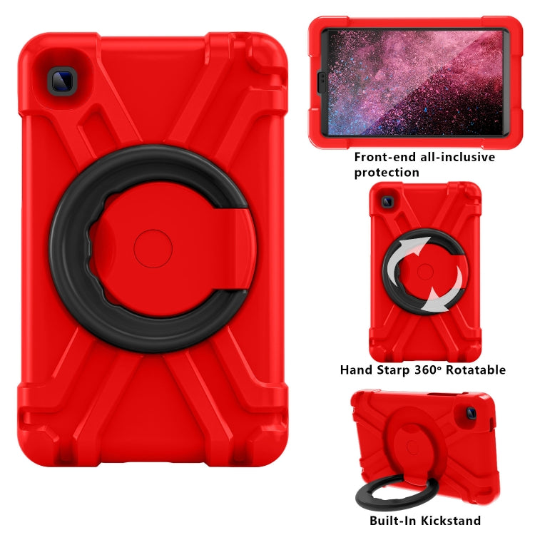 For Galaxy Tab A7 Lite T220/T225 PC + Silicone Shockproof Combination Case with 360 Degree Rotating Holder & Handle(Red+Black) - Tab A7 Lite T220 / T225 by buy2fix | Online Shopping UK | buy2fix