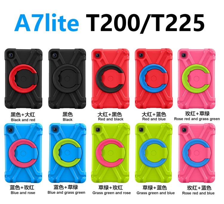 For Galaxy Tab A7 Lite T220/T225 PC + Silicone Shockproof Combination Case with 360 Degree Rotating Holder & Handle(Grass Green+Blue) - Tab A7 Lite T220 / T225 by buy2fix | Online Shopping UK | buy2fix