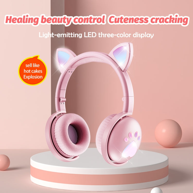 BK9 HiFi 7.1 Surround Sound Cat Claw Luminous Cat Ear Bluetooth Gaming Headset with Mic(White) - Multimedia Headset by buy2fix | Online Shopping UK | buy2fix